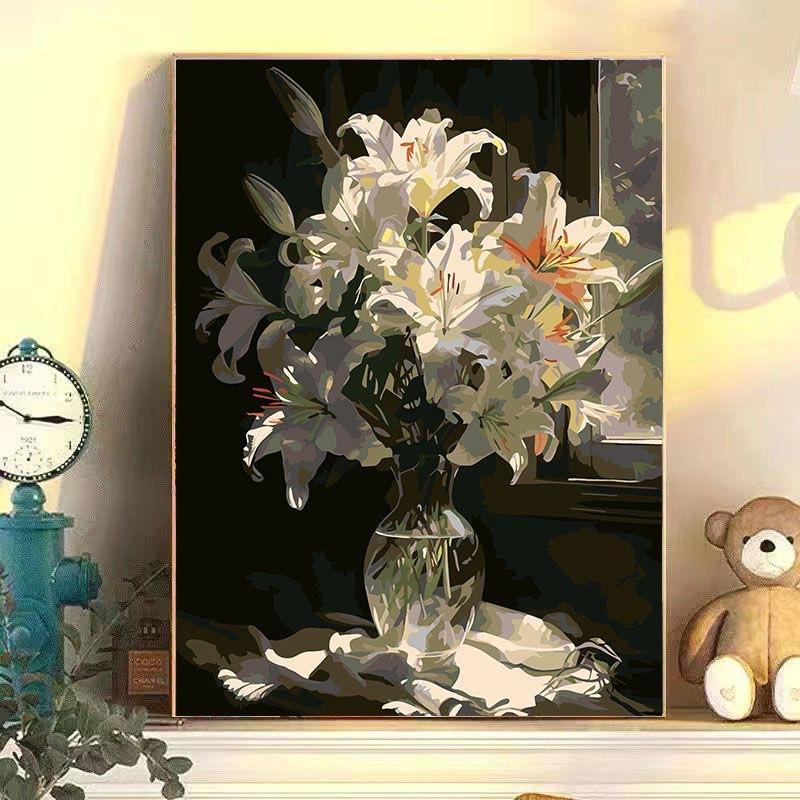 Diy Digital Oil Painting Flower Landscape Filling Coloring Oil Painting Stall Toy Painting