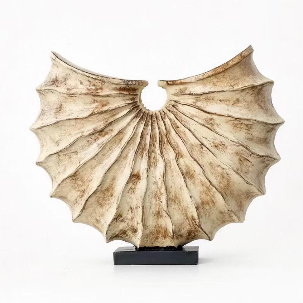

Wabi-sabi Fan-Shaped Conch Shell Pattern Artistic Decor for Living Room & Office