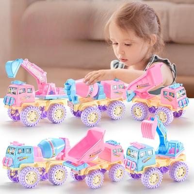 1Pc  Large Cartoon Construction Vehicle Toy Sliding Excavator Mixing Girl Boy Baby Stall Hot