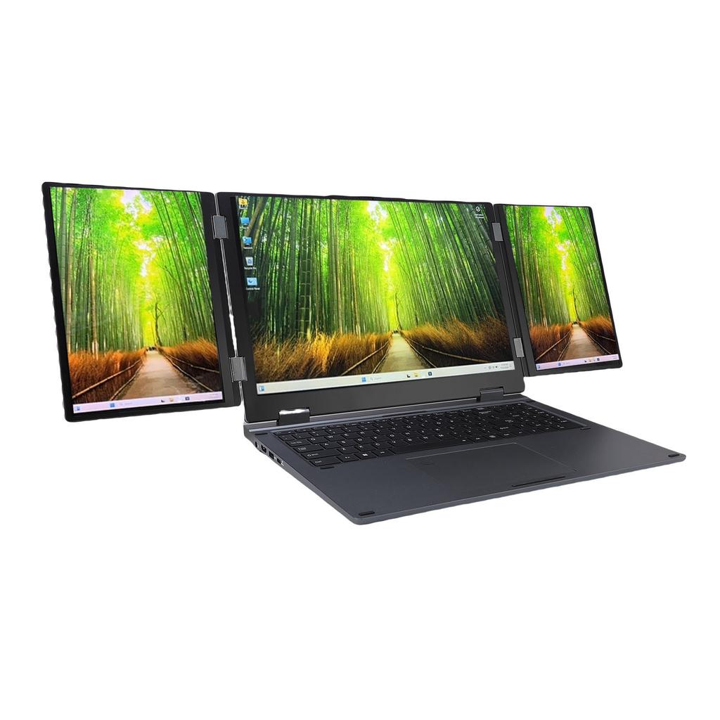 Laptop Pieghevole a Triplo Schermo per Windows 11 Pro WIFI 6 RJ45 Riconoscimento Facciale 16GB RAM 2TB SSD 16 Pollici Doppio 10.5