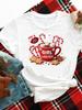 (Asian Size) merry Christmas new year o-neck Women's Top T Clothing Print lovely trend cute Short Sleeve T-shirts Fashion holiday Graphic Tee