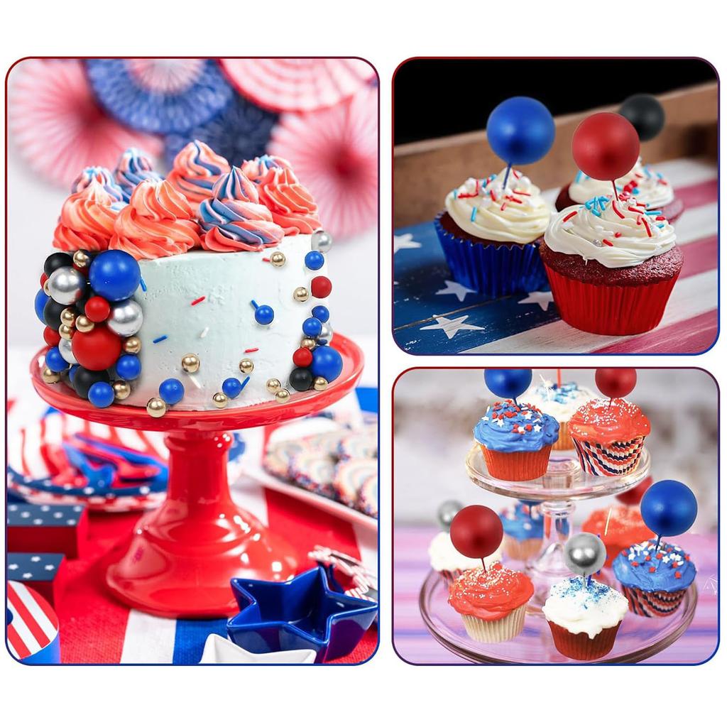 97PCS Ball Cake Toppers Cake Decorations Foam Ball Cupcake Picks DIY Cake Insert Toppers for Birthday Party Wedding Baby Shower