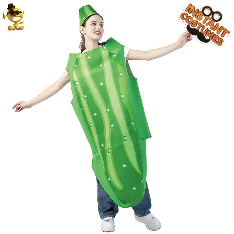 Adult Halloween funny cos cucumber costumes, parent-child costumes, couple costumes, carnival fruit costumes