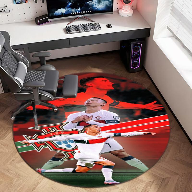 Former FC Barcelona player Cristiano Ronaldo plays for Al-Nassr FC round rug Home Soft Decorative Anti slip Table and Chair Carpet H18