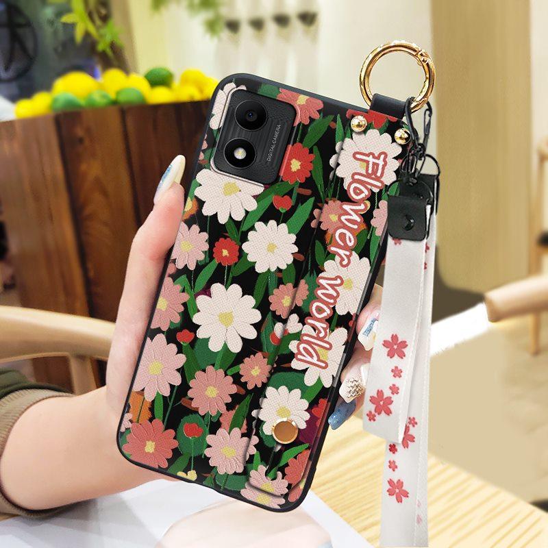 Soft Case Back Cover Phone Case For TCL 305i Shockproof Durable Ring Wrist Strap Phone Holder Anti-knock Oil Painting