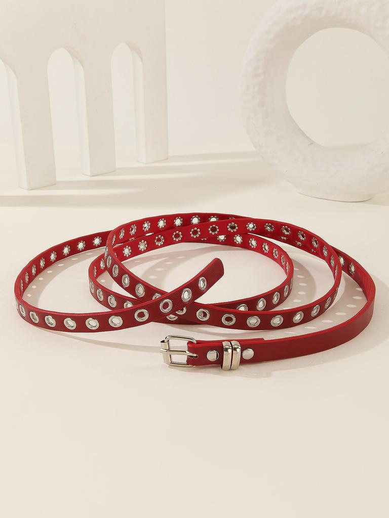 Solid Fashionable Color Porous Design Women Slim Waist Belt For Daily Wear