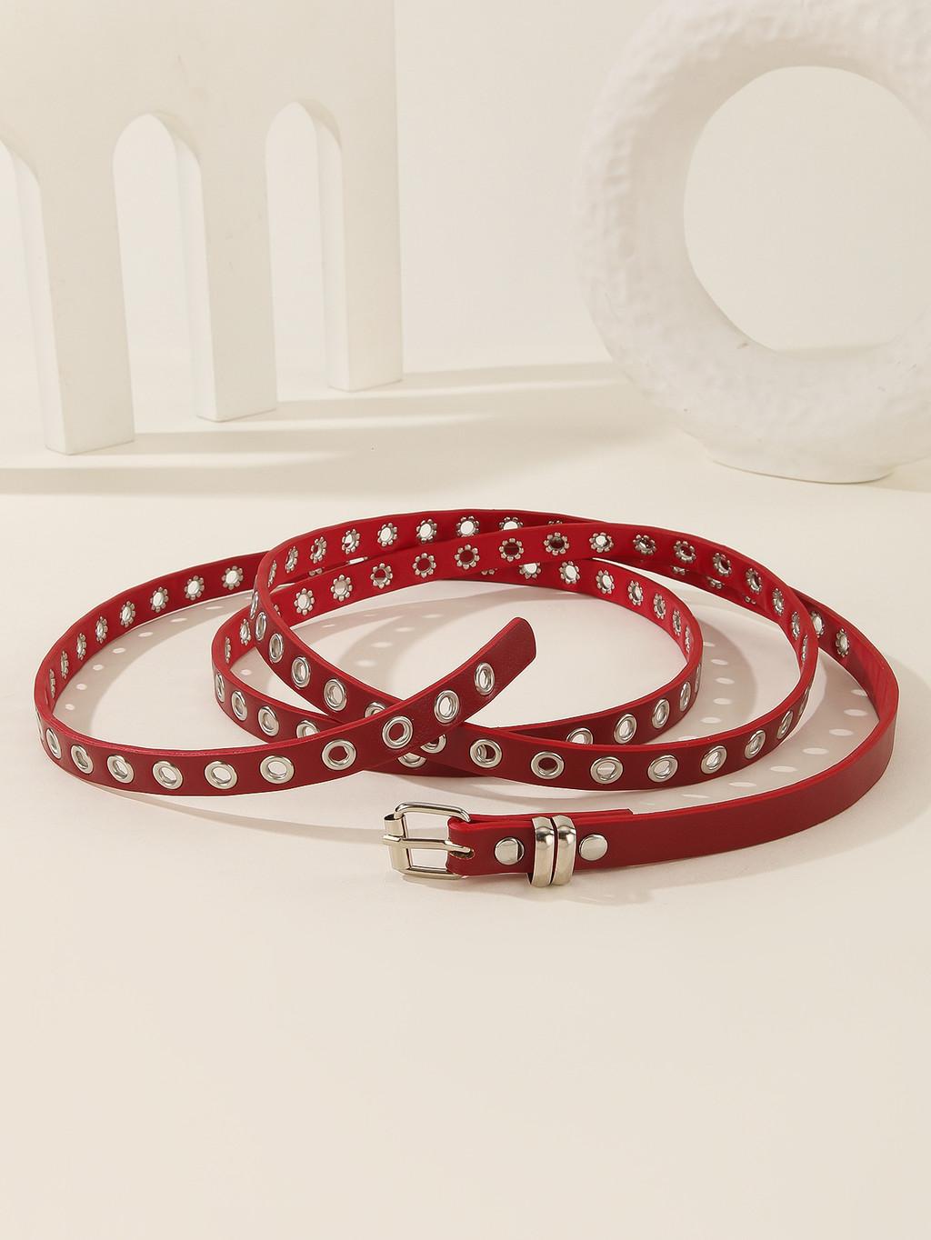 

Color Solid Fashionable Porous Design Women Slim Waist Belt For Daily Wear красный