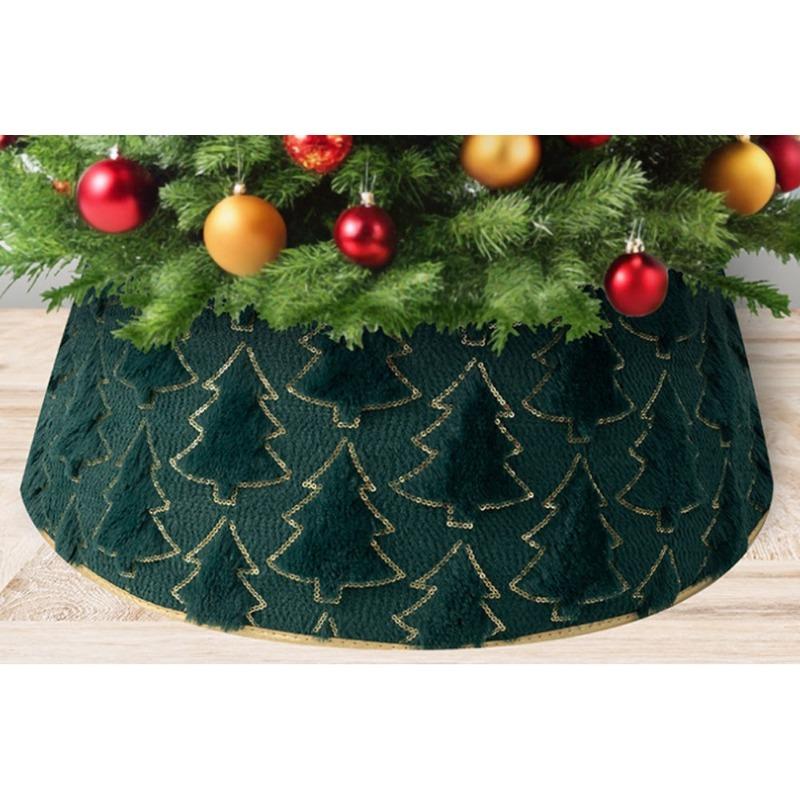1pcs Plush Christmas Tree Skirt with Festive Decorations for Xmas Scene Fluffy Tree Surround Home Party Decoration Accessories