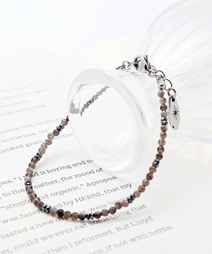 Smoky Crystal Micro Bead Bracelet (PLT-BR-107_BR)