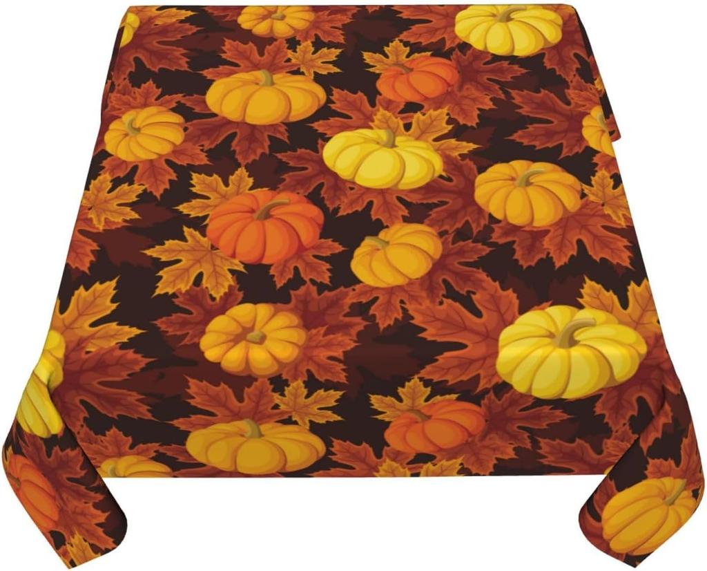Autumn Pumpkin Waterproof Tablecloth Holiday Wedding Party Decor Fall Thanksgiving Maple Leaf Table Cover For Dining Table Decor