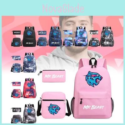 Mochila de Lona Estilosa Mr Beast Gato Relámpago Set Para Estudiantes Diseño Transpirable