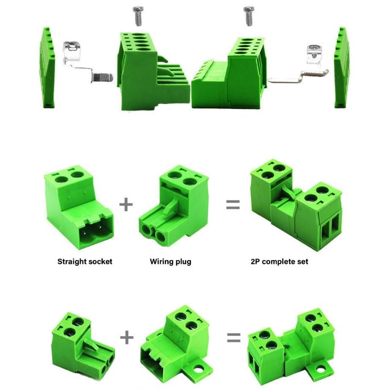 10Set 5.08mm Pitches  Pluggable Male and Female Connector Pluggable PCB Screw Terminals Block Connector Enduring