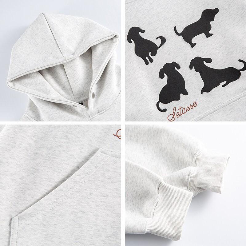 Unisex Oversized Hoodie With Vintage Dog Print - Japanese Streetwear Style Cotton Blend Casual Wear
