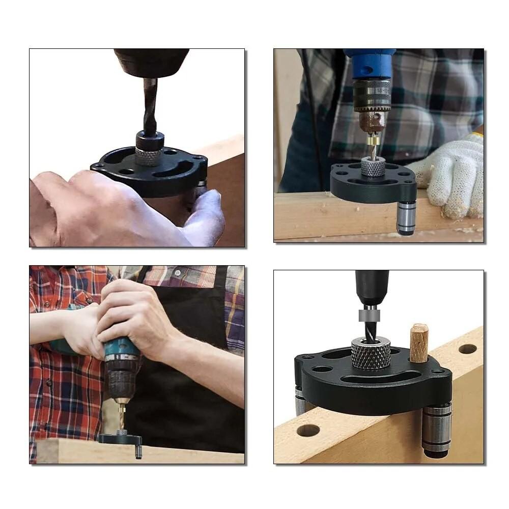 6/8/10mm Drill Guide Locator Hole Punching Carpentry Tools Woodworking Pocket Hole Jig Self-centering Vertical Doweling Jig