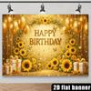 2D Sonnenblume Gold Geburtstag Fotografie Hintergrund mit Ballons & Geschenken