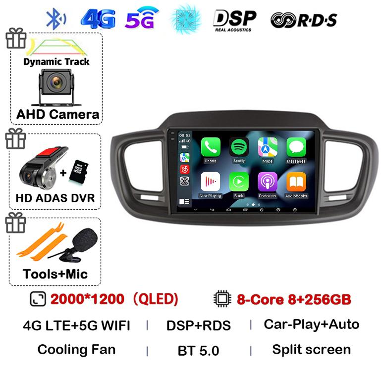 Android 14 WIFI+4G Car Radio For Kia Sorento 3 2015 2016 2017 2018 Carplay Auto GPS Multimedia Player Stereo 360 Camera Audio BT