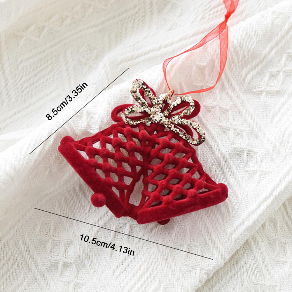 

Фланелева поверхня Червоний бант Прикраса на ялинку 3D пластикова прикраса Штучний сніг Зимові прикраси для Нового року Double Bells