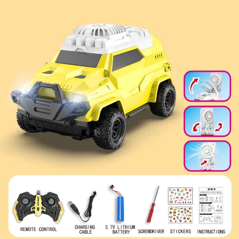 RC Fan Car DIY Remote Control Racing Truck with Lights Stickers 2.4G Radio Control Cars Racing Drift Vehicles Electric Toys Boys жёлтый