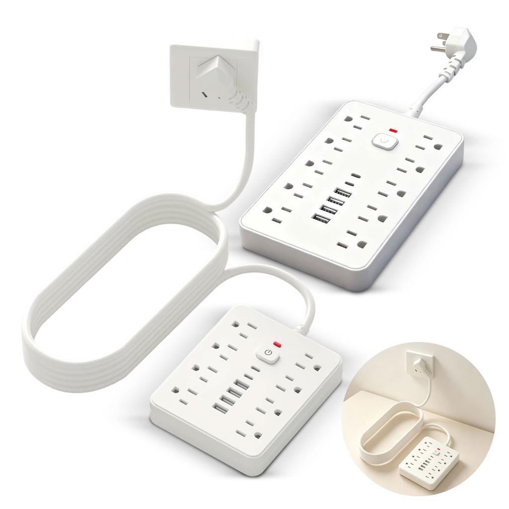 10- Strip with Extension, Multi-Function US Plug for Home Dorm
