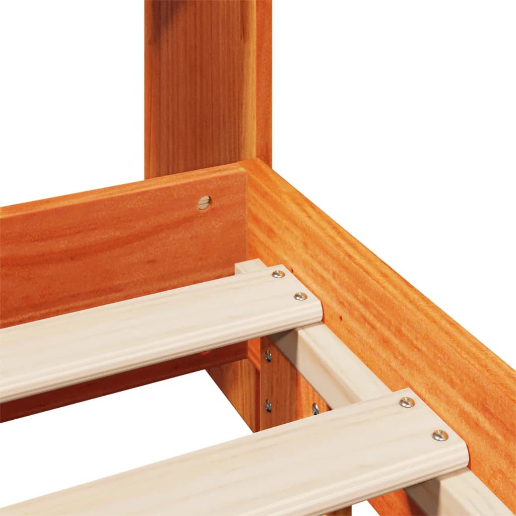 Solid Wood Bed Without Mattress Wax Brown 160x200 Cm Pine Wood