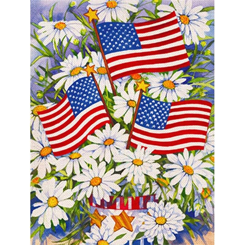 New 5D DIY Diamond Painting Flag Diamond Embroidery Flowers Scenery Cross Stitch Full Round Drill Home Decor Manual Gift