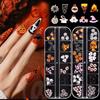 12 Grid Halloween Series Nail Art Jewelry Cartoon Ghost Pumpkin Spider Bat Nail Charms DIY Nail Art Decoration Accessories