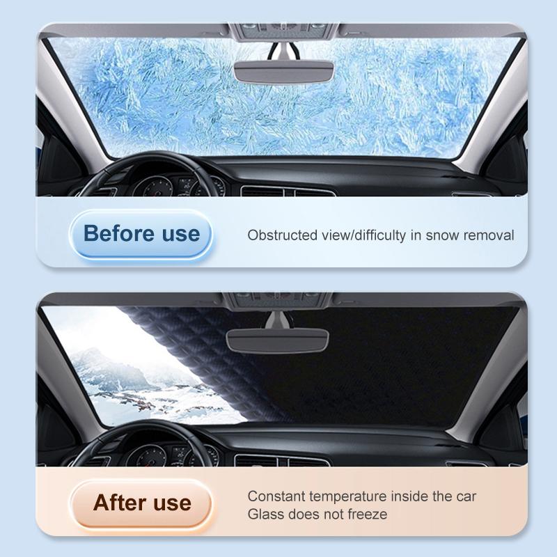 SEAMETAL Pokrowce na przednią szybę samochodu Zimowe pokrowce śniegowe Ochraniacz na lód Letni pokrowiec przeciwsłoneczny na samochód z taśmą odblaskową Bezpieczeństwo w nocy