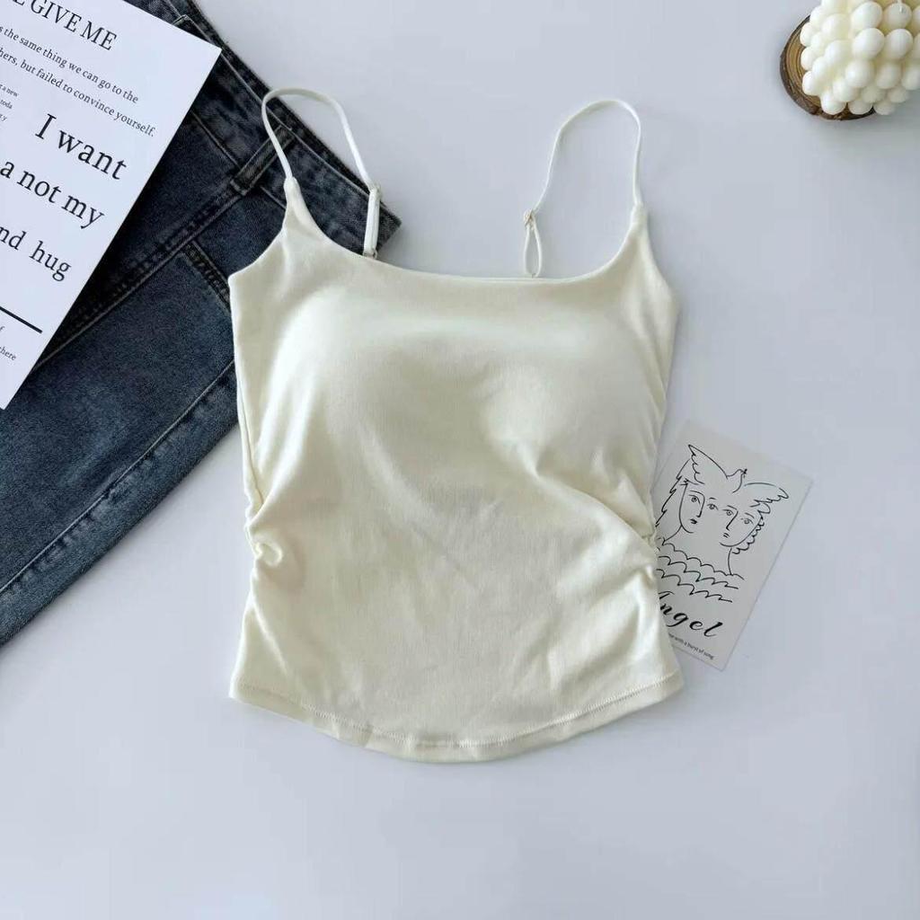 Damen-Falten-Camisole mit Brustpolstern – Figurbetont, Stilvolles Design, Vielseitig für Oberbekleidung oder zum Layering, Schöner Rücken, Perfekt für den Sommer