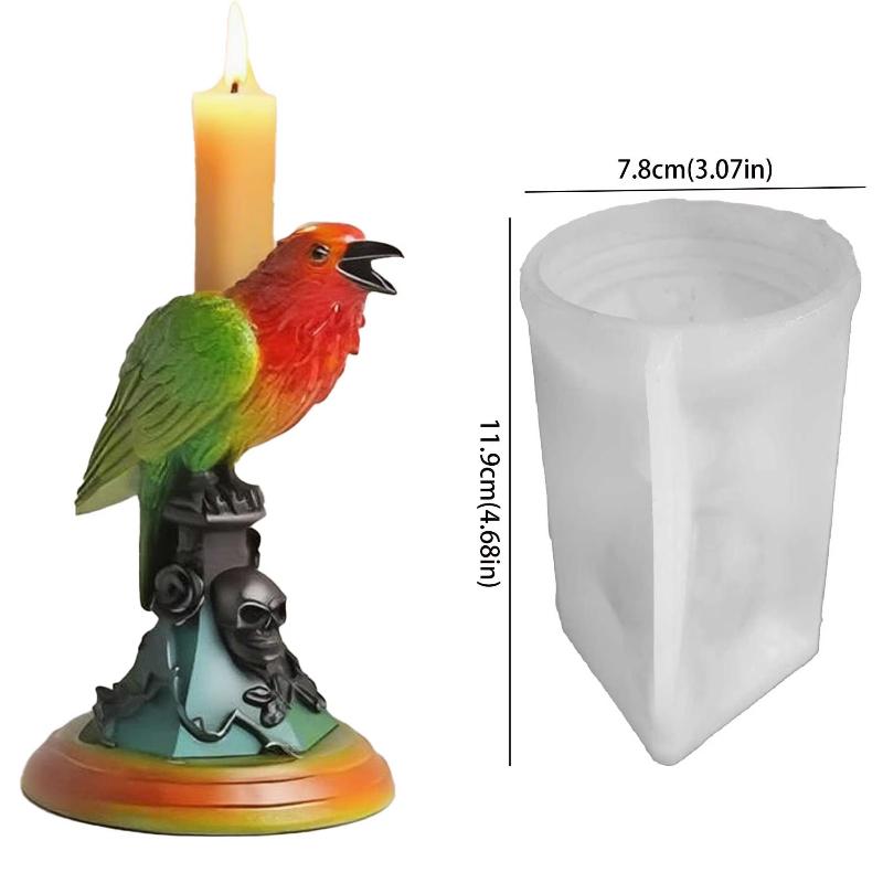Gothic Standing Crow Skull Rose Candle Holder Candle  Silica Gel Mold,wool Art Craft Tools for DIY Making Candles,candle Holders