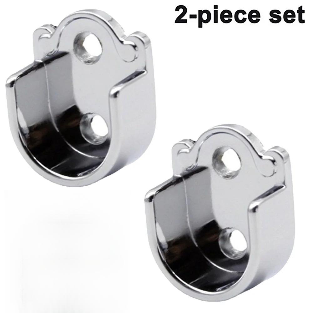 

2 шт. Кронштейны для штанги шкафа из цинкового сплава, Опоры для вешалки для одежды, Фланцевое крепление для одежды, Держатель для шторной штанги, 25mm-2pcs серебряный