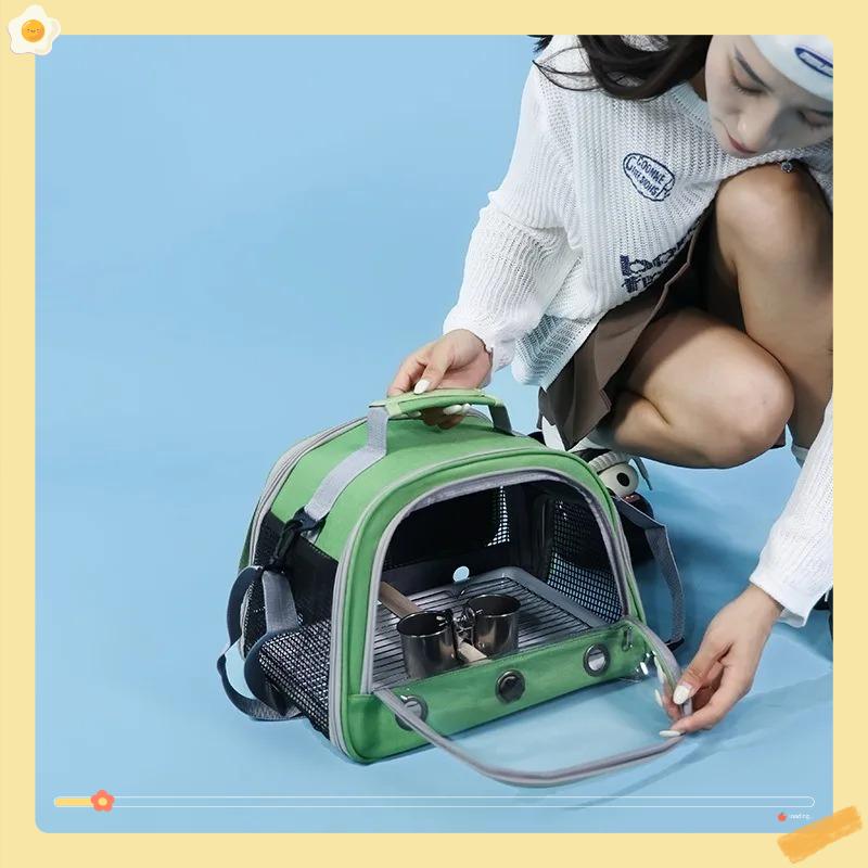 Portable Bird Parrot Cage Carrier Breathable Travel Bag with Perch Tray Curtain - Backpack Style Birdcage for Easy Transport