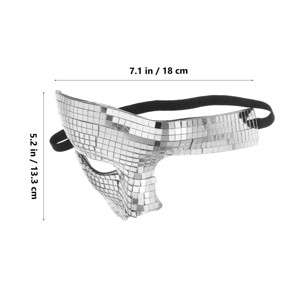 Disco Mirror Half Face Mask Reflective Glitter Festival Party Masquerade Halloween Dance Costume Music Celebration Silver