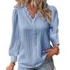 Women's V Neck Top Soft Shirt Lace Long Sleeves Shirt for Spring and Autumn