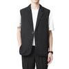 Men Suit Vest Lapel Sleeveless Two-Button Business Waistcoat Pockets with Side Placket Solid Color Casual Vest Coat