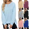 Fall Winter Women's Solid Color Ribbed Crew Neck Long Sleeve Loose Sweatshirt Top Leisure Europe USA