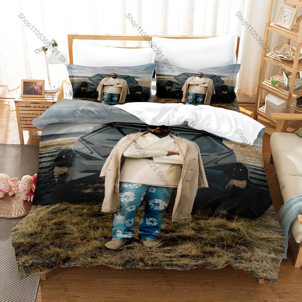 Psychedelic Graduation Bear Graphic Ye Kanye West Vintage Hip Hop Star Bedding Set Duvet Cover With 2 Pillowcases Teen Urban
