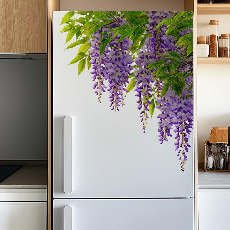 

Elegant Magnolia Refrigerator Sticker Self-Adhesive Removable Waterproof Wall Decal Kitchen Appliances Stickers Home Decor A5