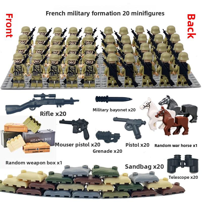 Non-Toxic Dolls Military World War Ii Doll Weapon Accessories Digital Assembly Toy Crawler Children'S Educational Splicing With Toys