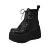 New Gothic Style Sexy Elegant Chunky wedge Women Ankle Boots Walking Comfy Woman Shoes Platform Boots