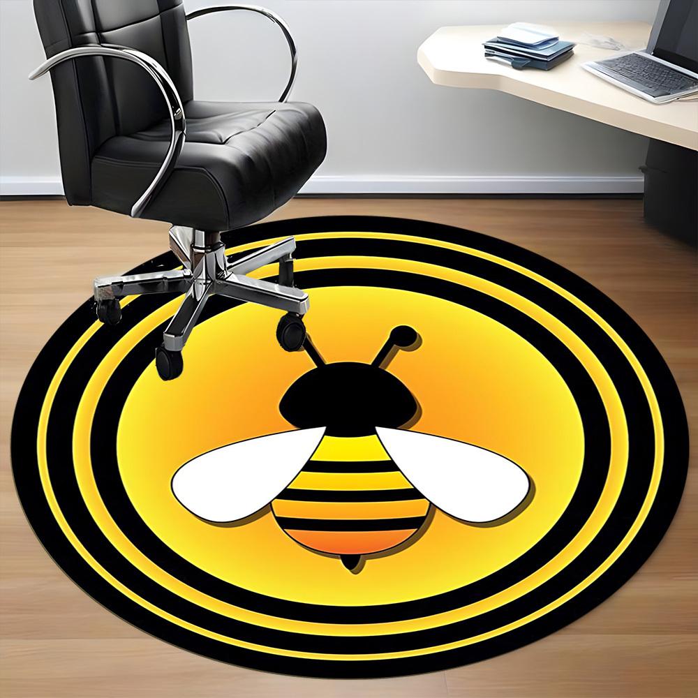 1pc Bee Print Chair Carpet for Office - Indoor Non-Slip Washable Polyester Fiber Carpet, Soft Comfortable Mat For Office yy250928051