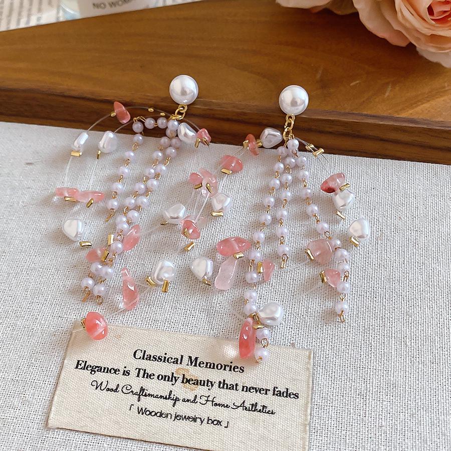 Resin Heart & Petal Tassel Earrings: Elegant Silver Needle, Chic High-End Style for Women