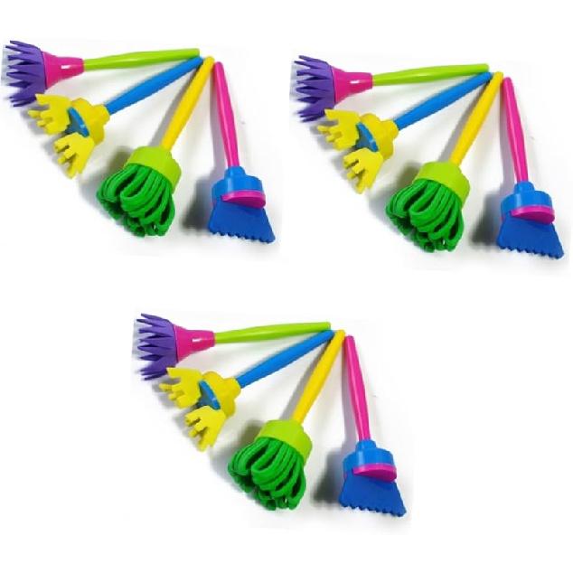 NUOBESTY 12 Pcs Tools DIY Art Painting Tool Paint Sponge Painting Brush Manual Child Sponge Brush mediumx3pcs