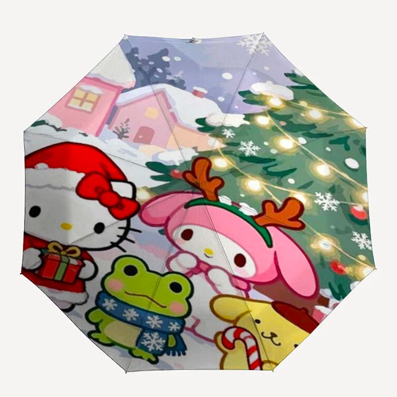 1pc Sanrio Umbrella Portable Folding Umbrella Iron Frame Hole Bone Structure Outdoor Home Umbrella