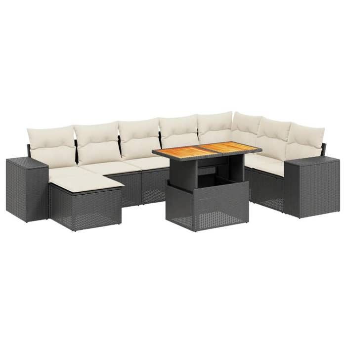 VidaXL Garden Lounge Set with Cushions 9 Pcs, Patio Sofas, Patio Furniture Set, Outdoor Furniture, Black 3272771