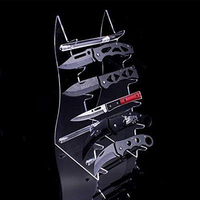 Acryl Transparent Messerhalter 6 Schlitze Messer Ausstellen Nicht verformbar Runde Kante Ausstellungsständer Transparente Farbe