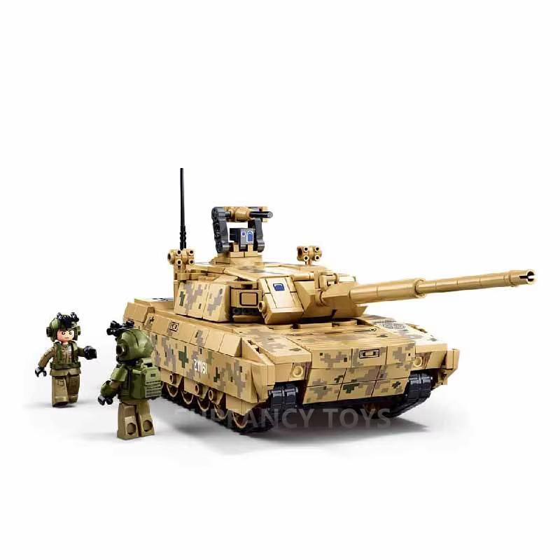 Hochwertige Sluban brandneu Hochwertige 413 Teile Armeestil Ztz-100S Hochwertiger Kampfpanzer Hochwertiger Haupt Hochwertiger Gefechtsfahrzeug
