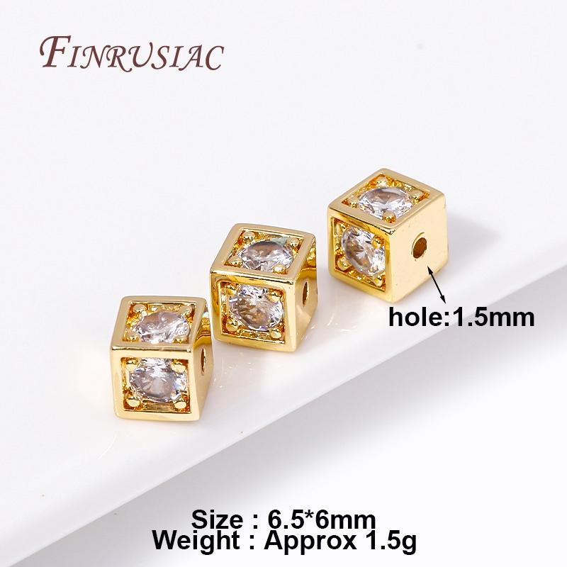 Luxury 18K Gold Plated Inlay Zircon Square Spacer Separator Beads High Quality Jewelry Making DIY Bracelets Necklace Accessories