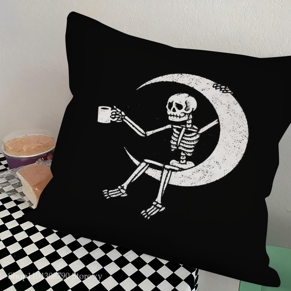 1pc Anatomical Skeleton Chalkboard Pillow Case Square Bedroom Sofa Leisure Comfort Cushion Car Living Room Home Decoration
