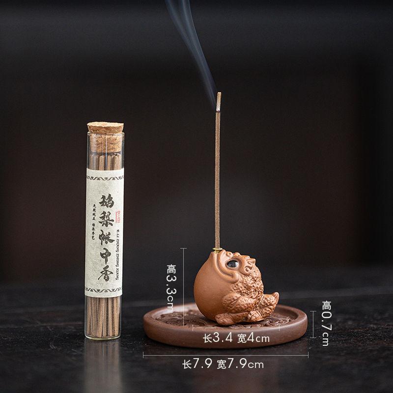 Lucky Purple Sand Mini Golden Toad Line Incense Burner, Indoor Insert Seat Zen Tea Table Desktop Aromatherapy Burner Ornament