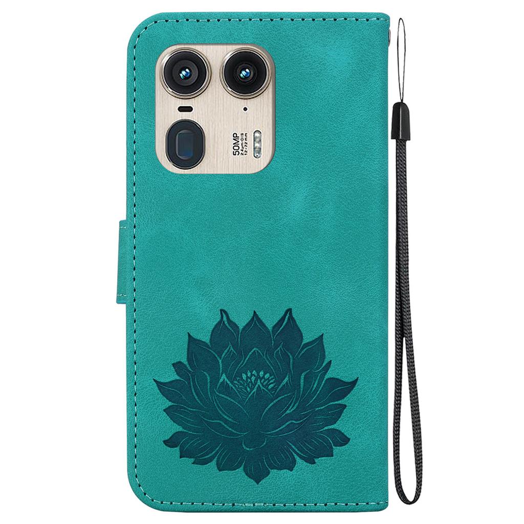 For Motorola Edge 50 Ultra 5G/Moto X50 Ultra 5G Wallet Phone Stand Case Imprinted Lotus Pattern PU Leather Phone Cover